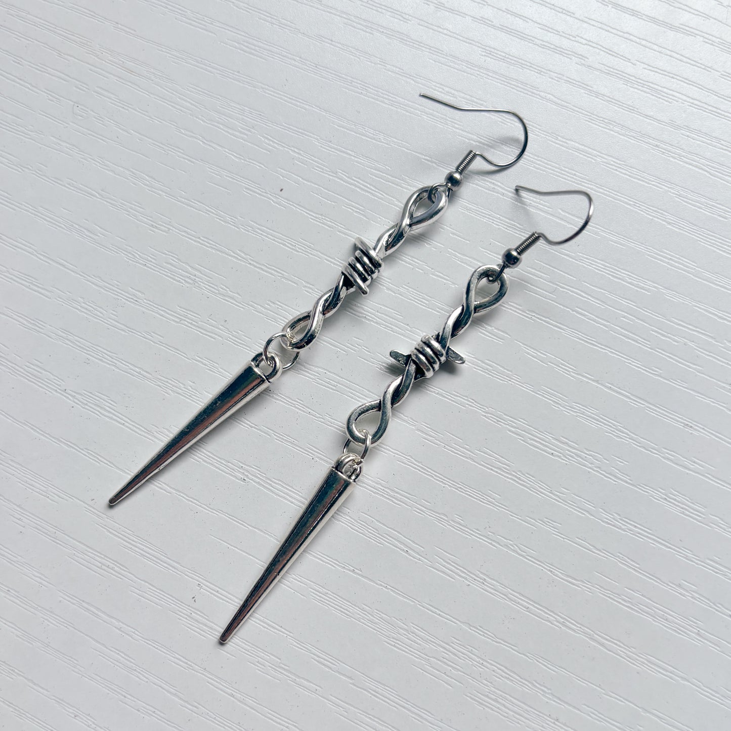 BARBED WIRE SPIKE METAL CHARM EARRINGS
