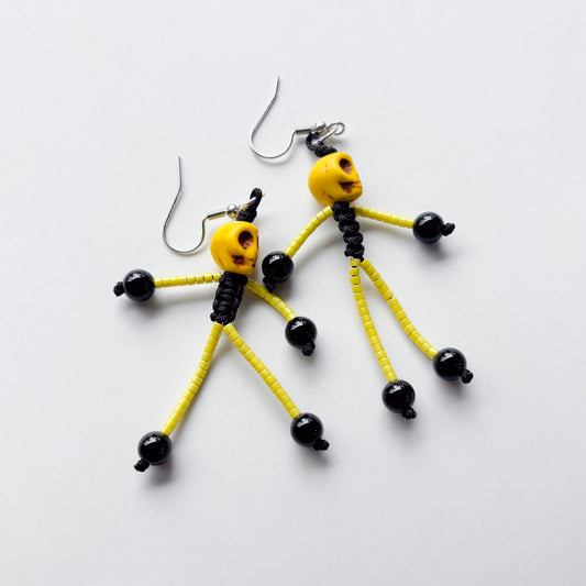 SKELETON CHARM EARRINGS (YELLOW)