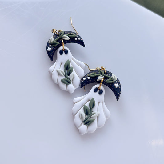 VINE GHOST & MOON EARRINGS