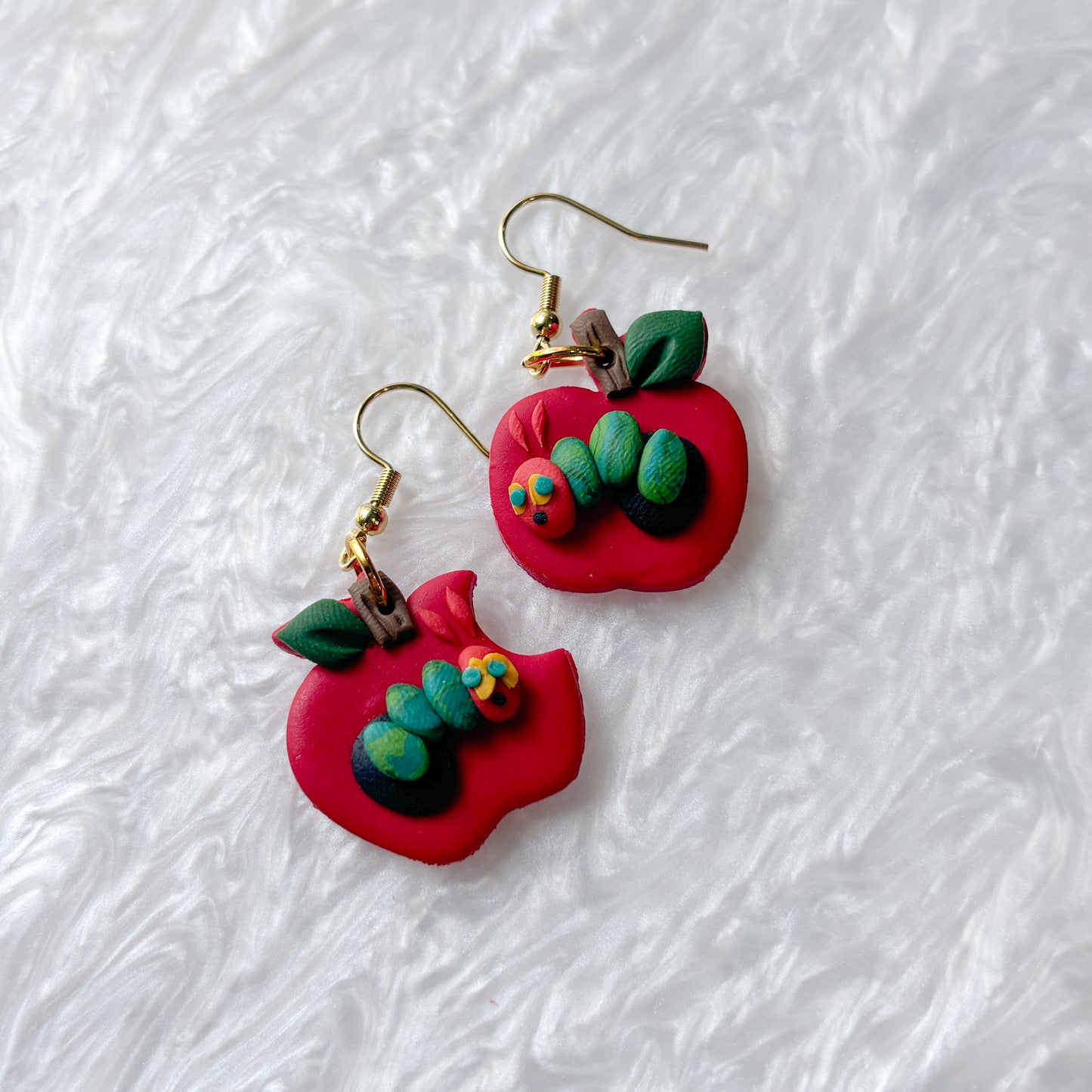 HUNGRY CATERPILLAR APPLE EARRINGS