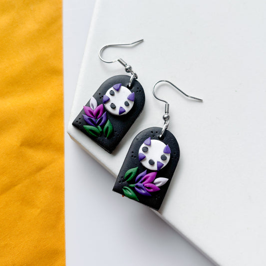 NO FACE & LAVENDER EARRINGS