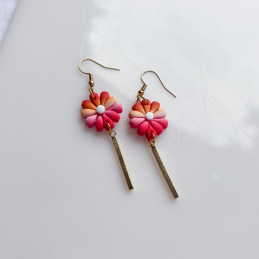 FLOWER EARRINGS (LESBIAN FLAG)