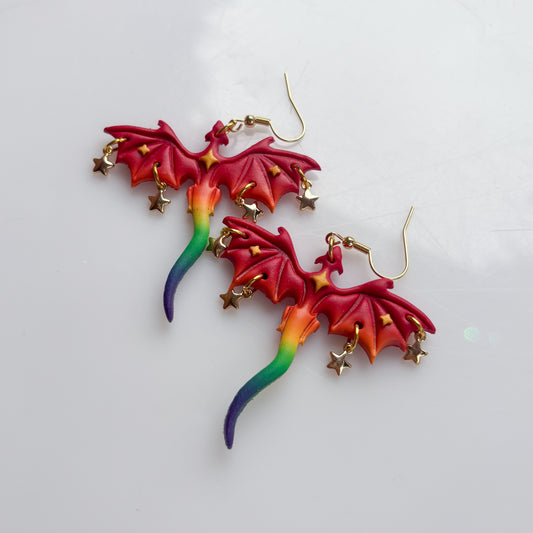 DRAGON EARRINGS (RAINBOW FLAG)
