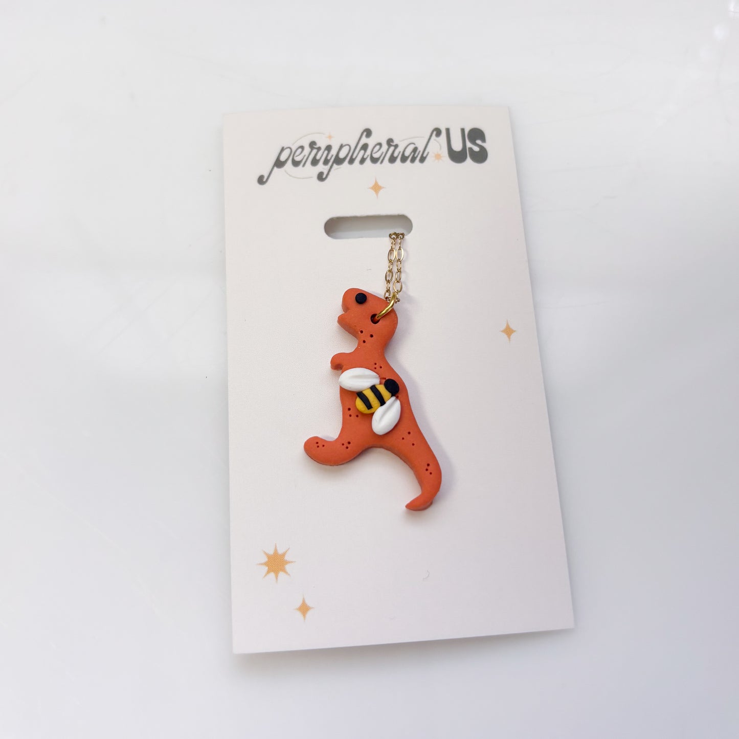 ORANGE BEE DINO NECKLACE (T REX)