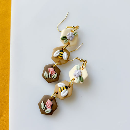BEE FLOWER TRIO EARRINGS