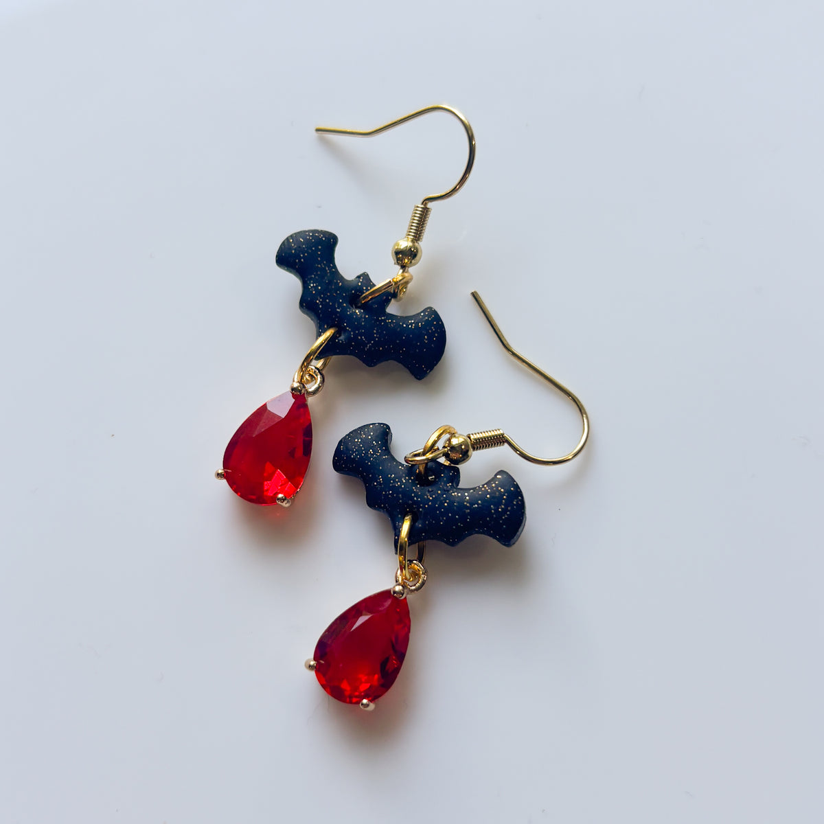 BAT & RED GEM EARRINGS