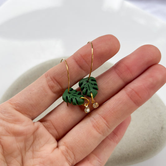 MONSTERA HOOP EARRINGS