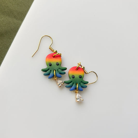 RAINBOW OCTOPUS EARRINGS