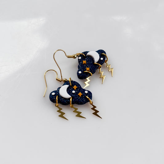 DARK BLUE STORM CLOUD EARRINGS