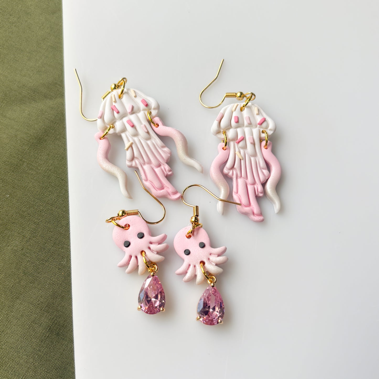 STRAWBERRY VANILLA OCTOPUS EARRINGS