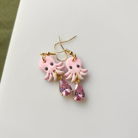 STRAWBERRY VANILLA OCTOPUS EARRINGS