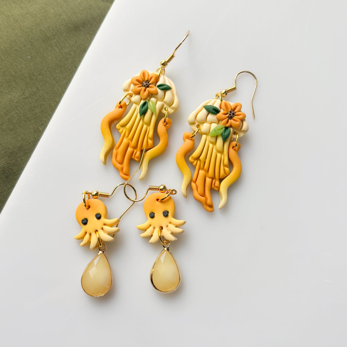 SUNSHINE SUNFLOWER JELLYFISH EARRINGS