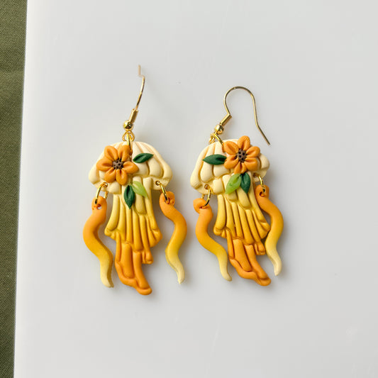 SUNSHINE SUNFLOWER JELLYFISH EARRINGS