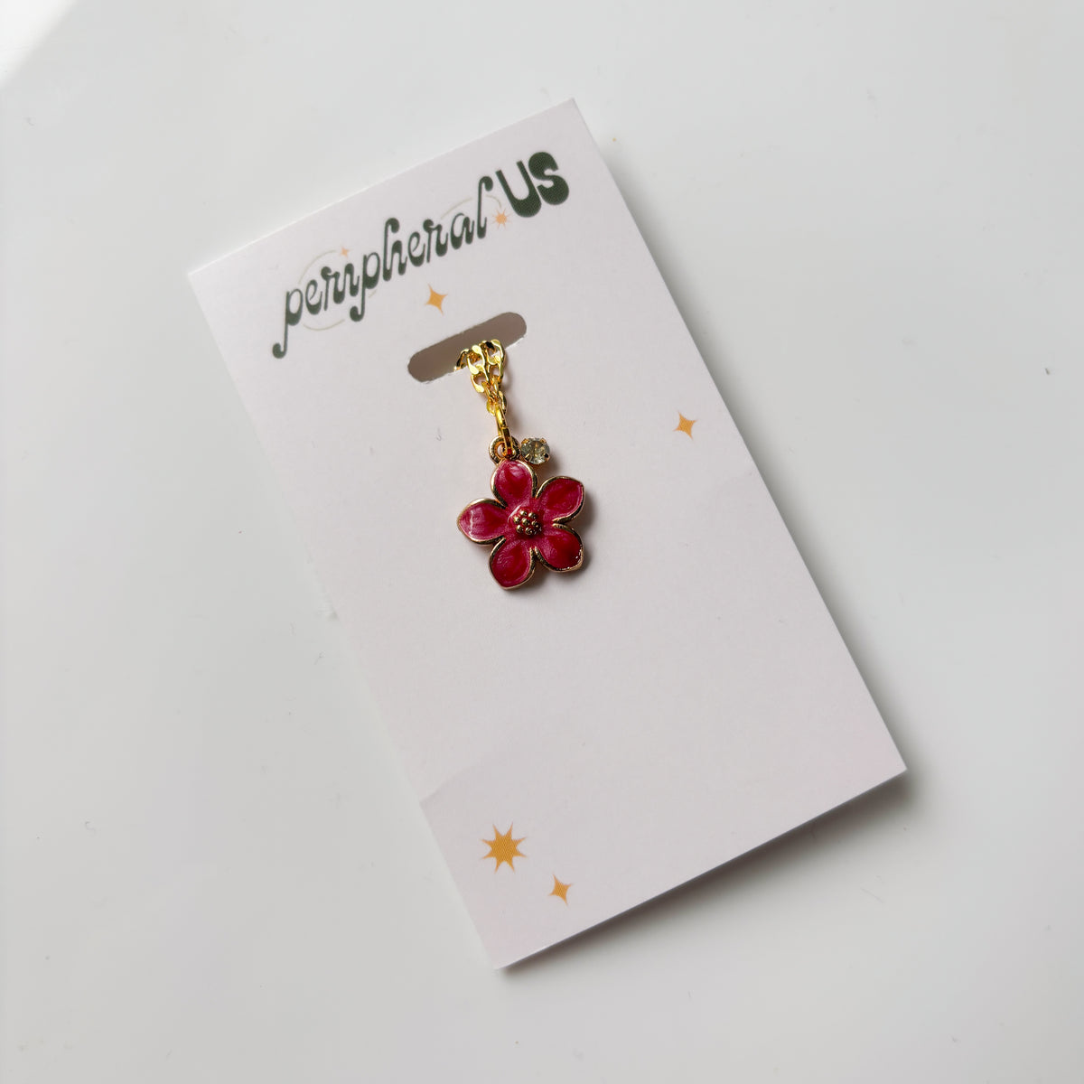 RED FLOWER CHARM NECKLACE