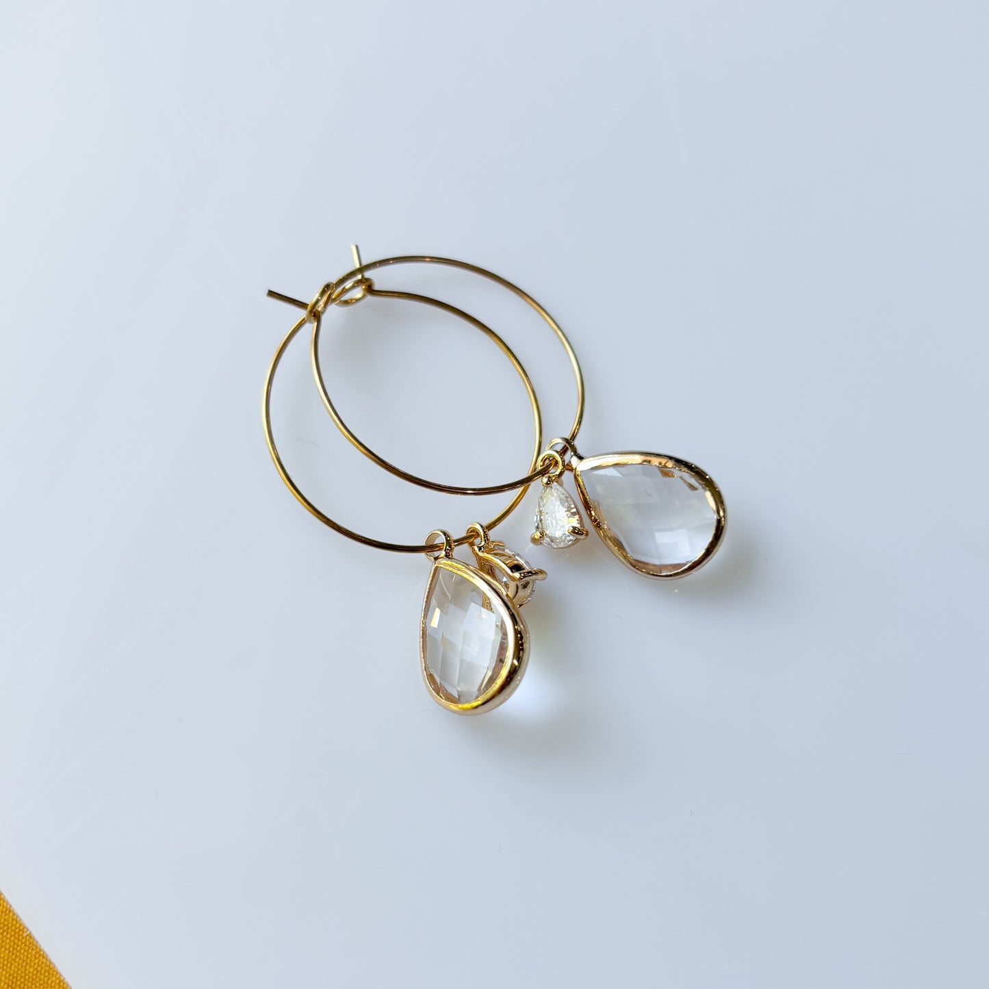 TWO TEARDROP CHARM & HOOP EARRINGS