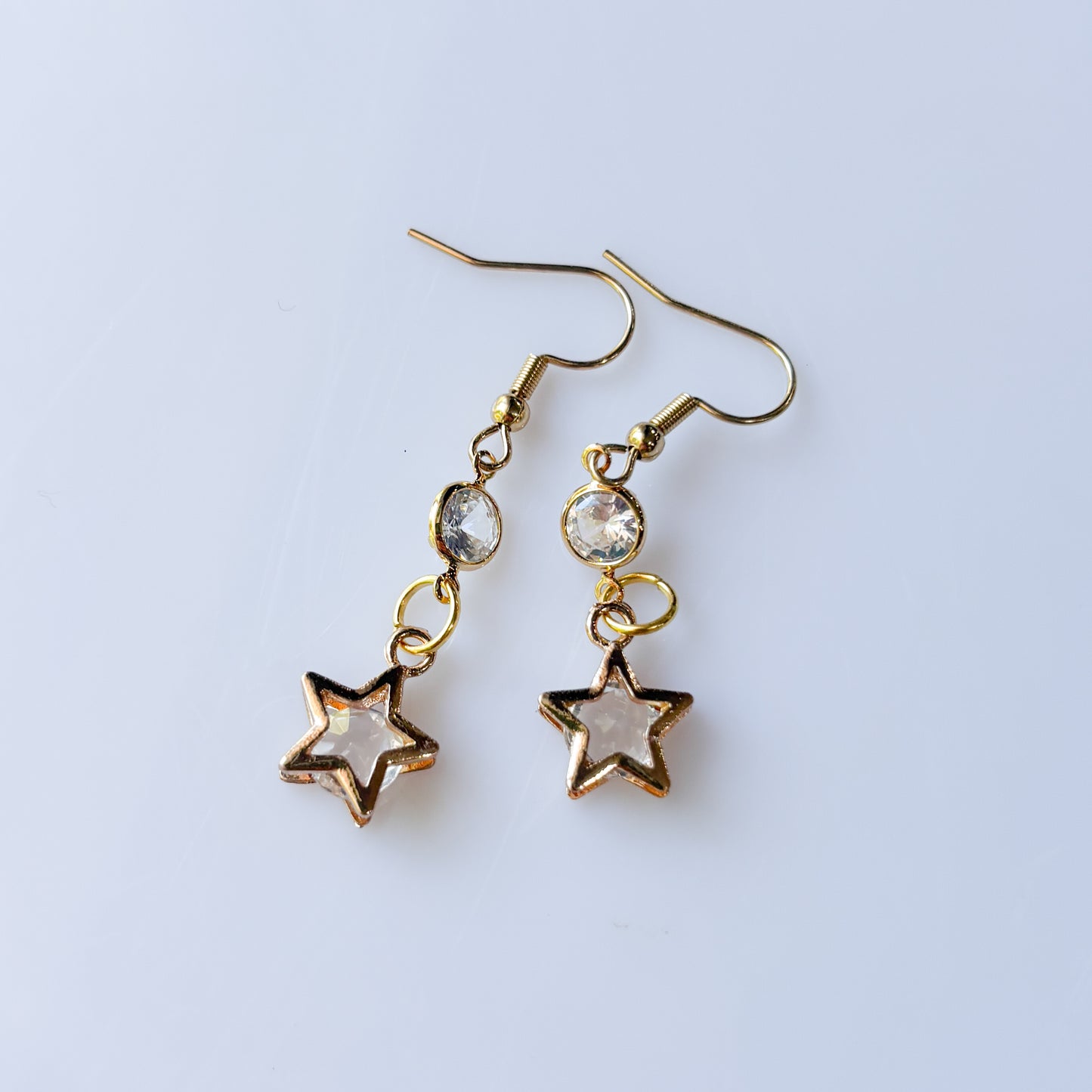 CRYSTAL CIRCLE & STAR CHARM EARRINGS