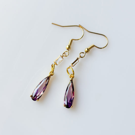 PURPLE GEM CHARM EARRINGS