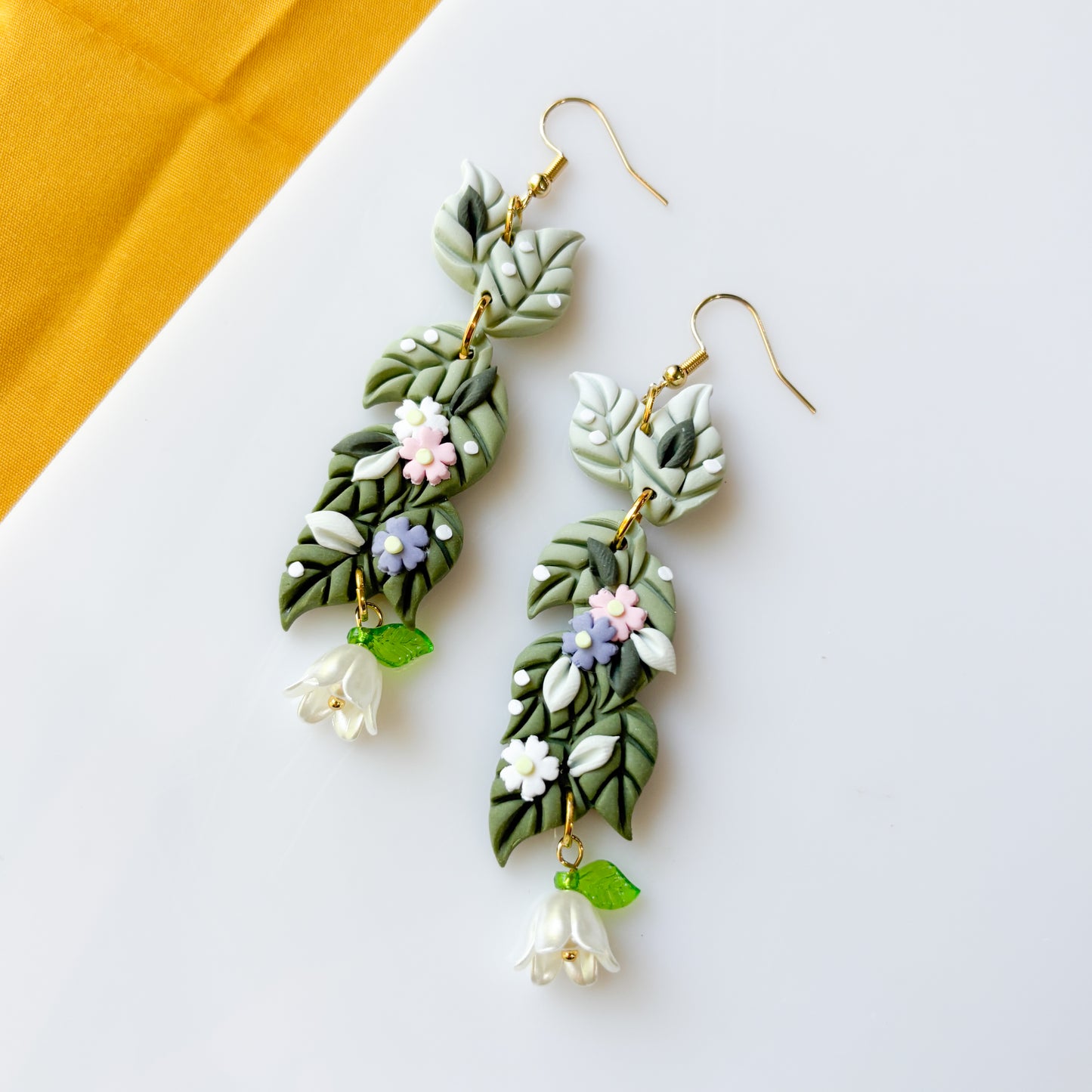 LEAF FLOWER DROP EARRINGS