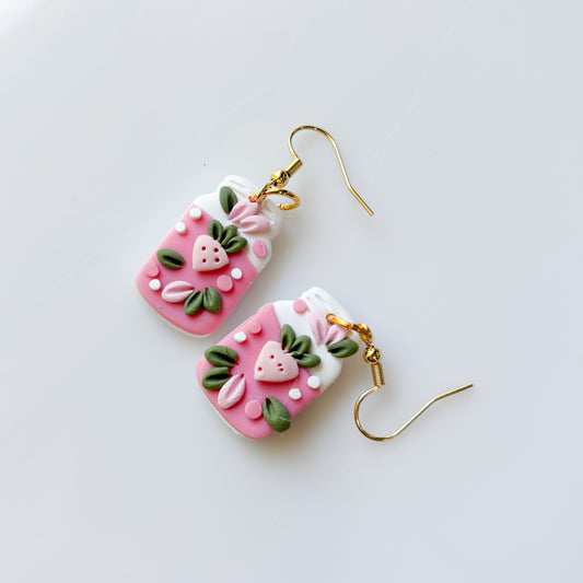STRAWBERRY LEMONADE JAR EARRINGS