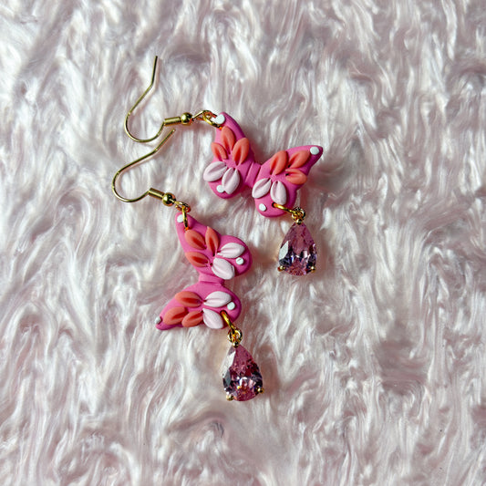DOLLY PARTON PINK BUTTERFLY EARRINGS