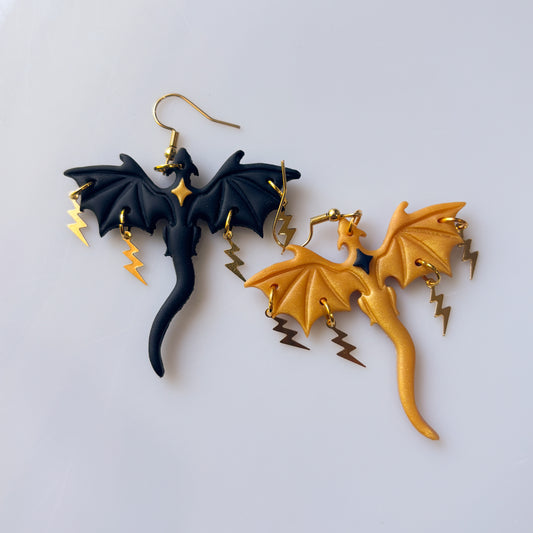 BLACK GOLD MISMATCH DRAGON EARRINGS (LARGE)