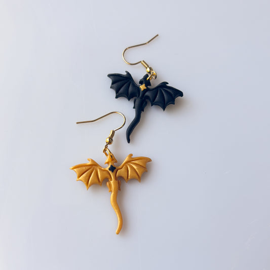 BLACK GOLD MISMATCH DRAGON EARRINGS (MINI)