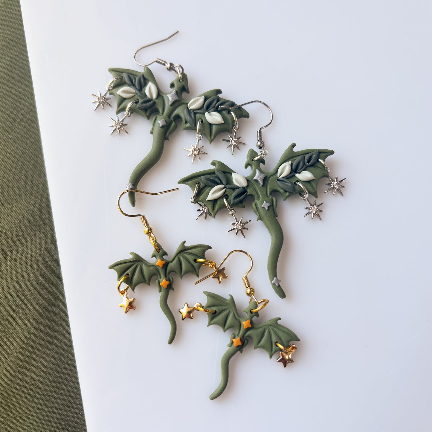 CELESTIAL GREEN DRAGON EARRINGS (MINI)