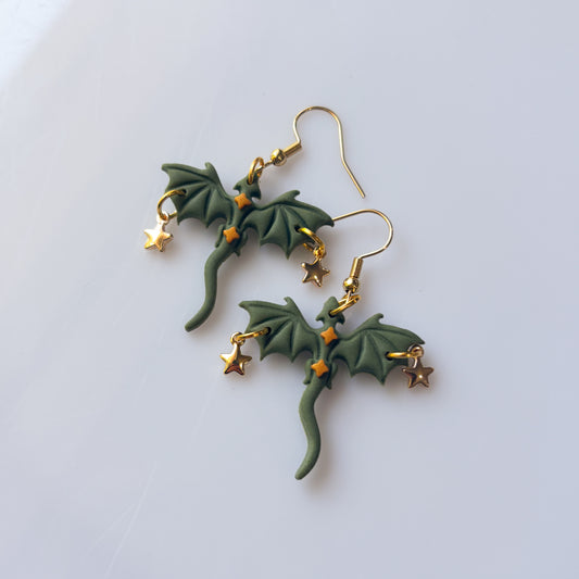 CELESTIAL GREEN DRAGON EARRINGS (MINI)
