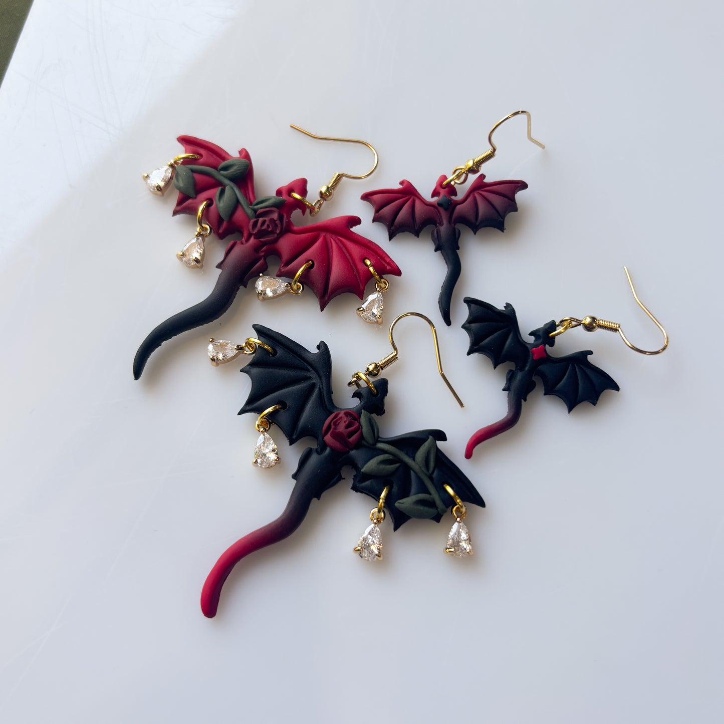 GOTHIC ROSE DRAGON EARRINGS (MINI)