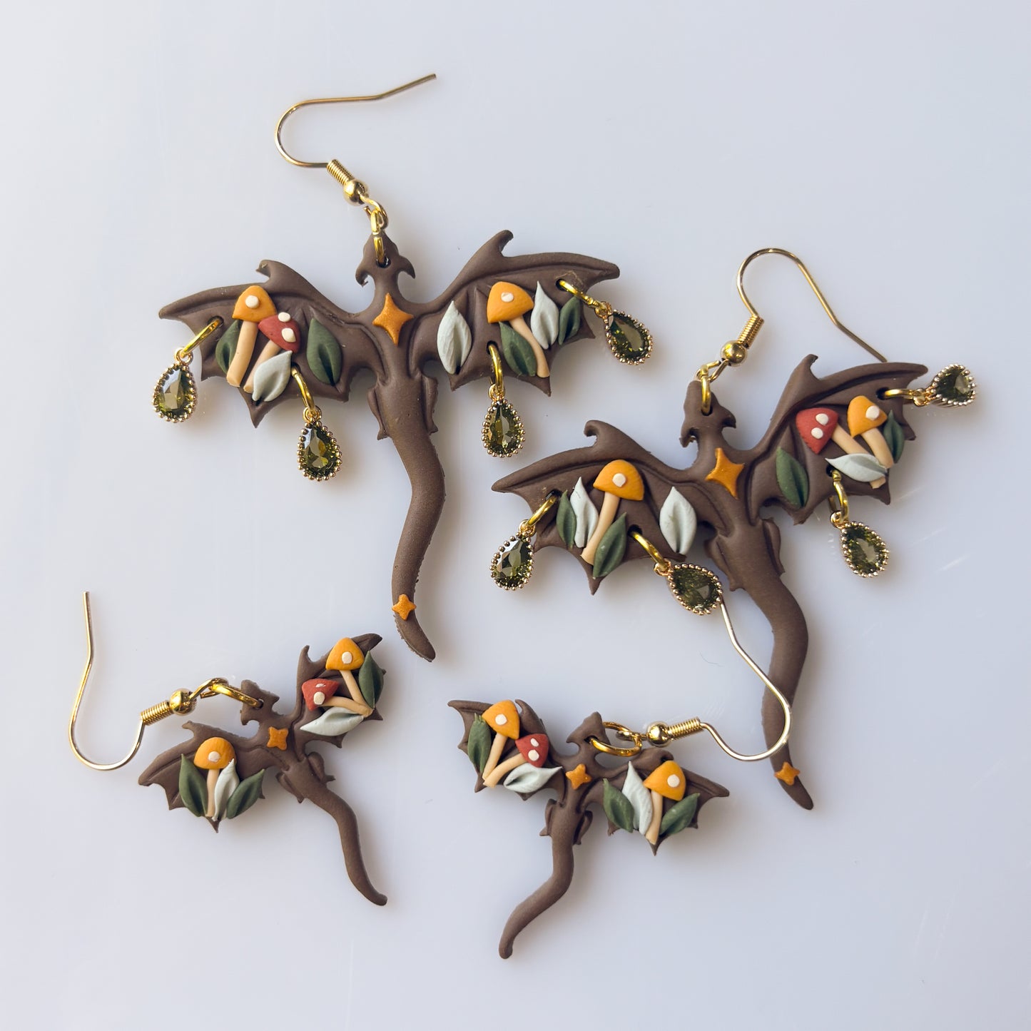 MUSHROOM FOREST DRAGON EARRINGS (LARGE)
