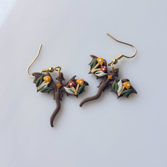 MUSHROOM FOREST DRAGON EARRINGS (MINI)