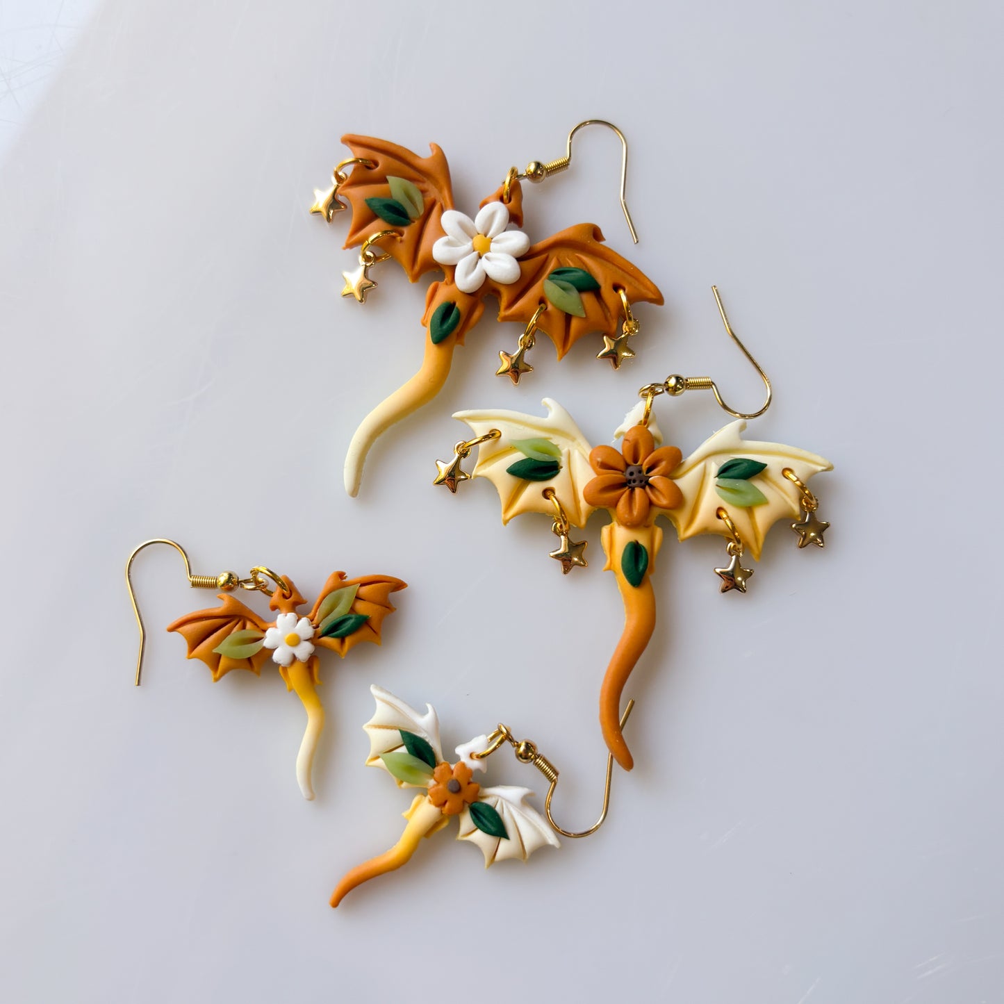 SUNFLOWER DAISY DRAGON EARRINGS (MINI)