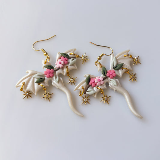 CHERRY BLOSSOM PEARLY DRAGON EARRINGS (LARGE)