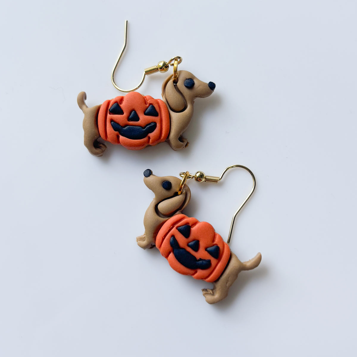 PUMPKIN DACHSHUND EARRINGS