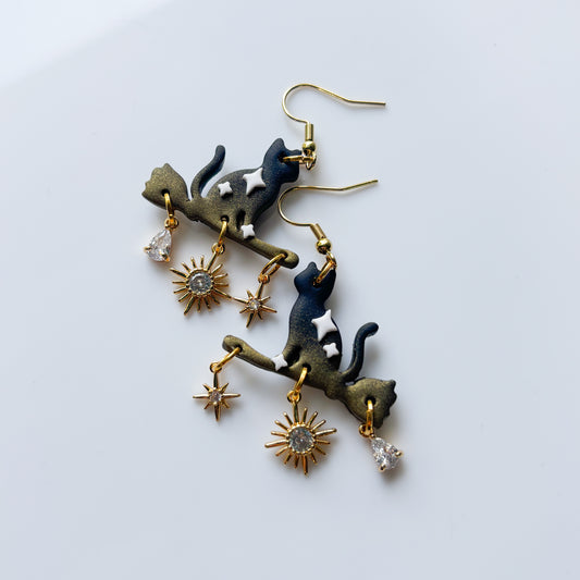 BROOMSTICK CAT EARRINGS
