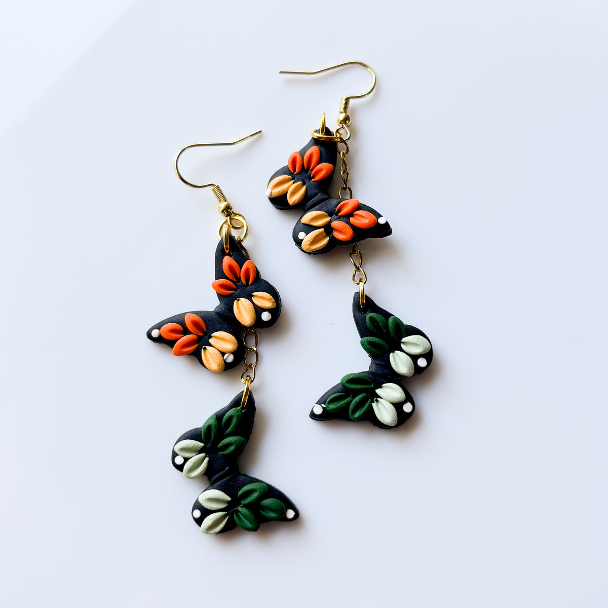 DUO BUTTERFLY ORANGE & GREEN EARRINGS