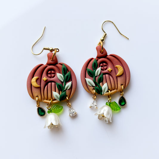 PUMPKIN HOUSE WITH VINE EARRINGS