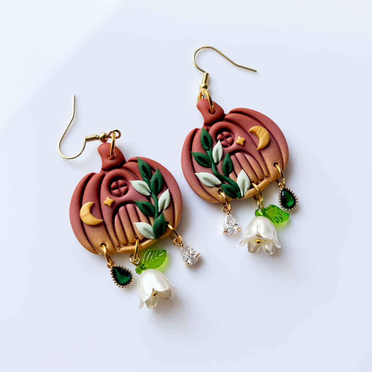 PUMPKIN HOUSE WITH VINE EARRINGS