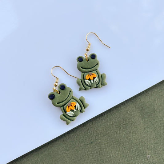 SUNFLOWER FROG EARRINGS