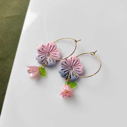 PASTEL FLOWER HOOP EARRINGS