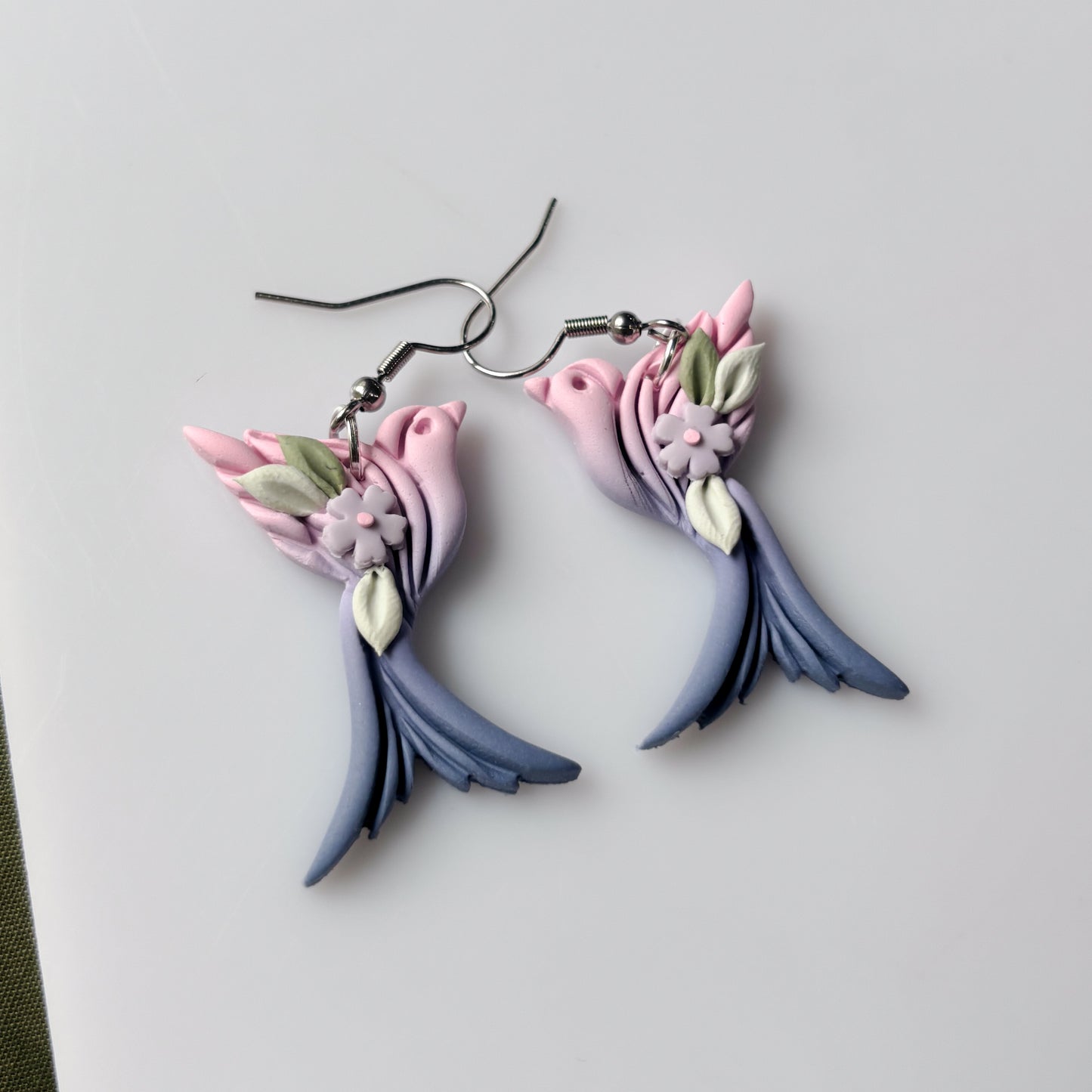 PINK & BLUE BIRD EARRINGS