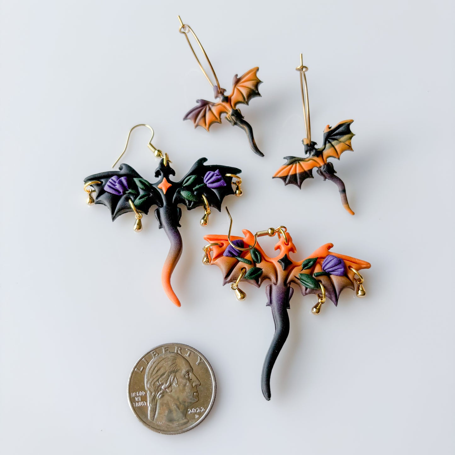 DARK SUNSET FALLOWEEN SWIRL DRAGON MINI HOOP EARRINGS