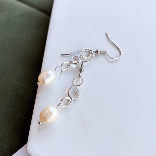 OVAL PEARL GEM & CHARM EARRINGS