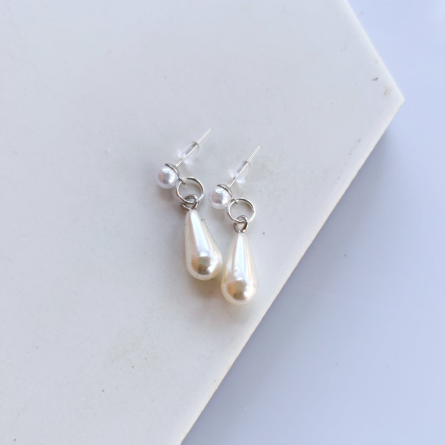 DOUBLE PEARL STUD CHARM EARRINGS