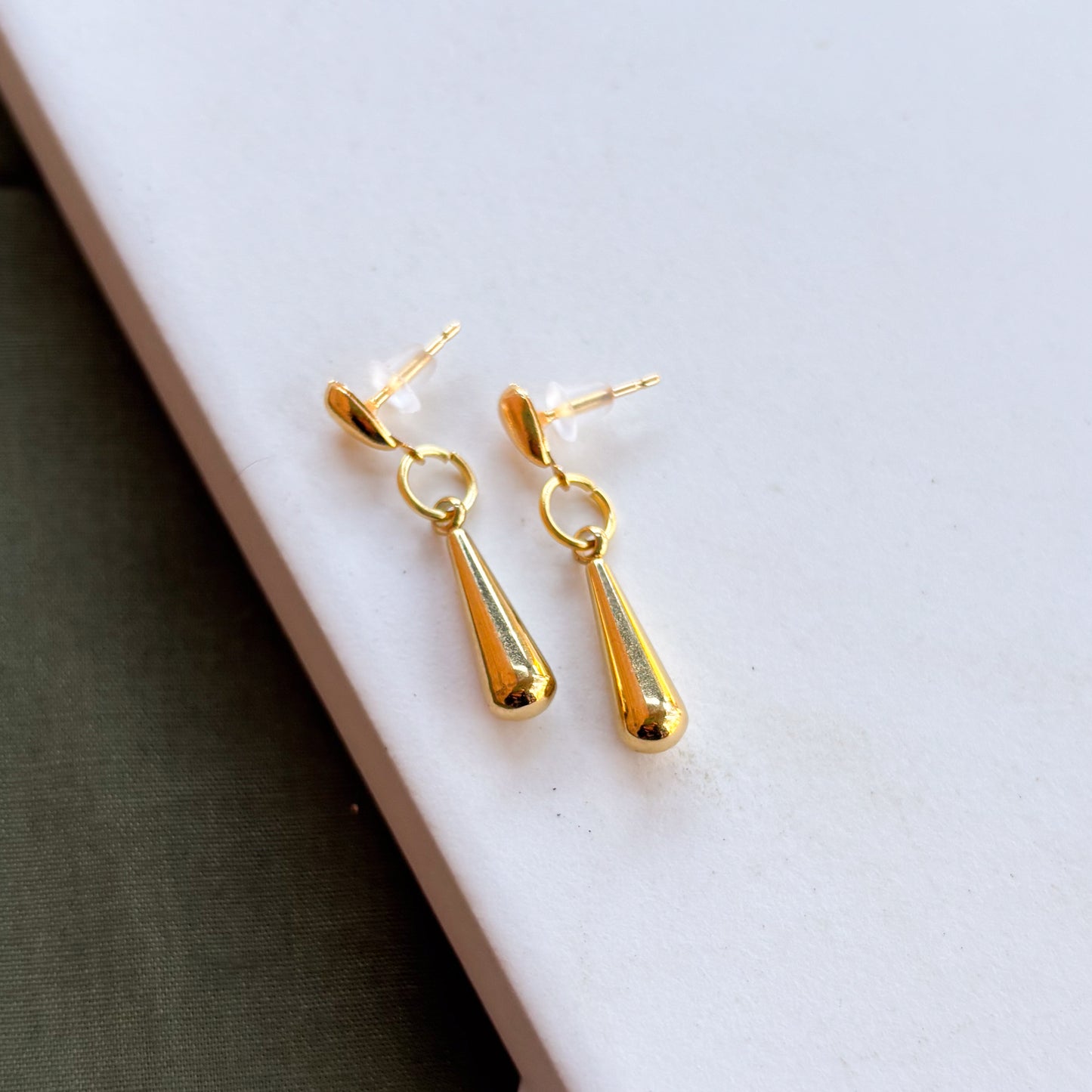 DOUBLE GOLD TEARDROP STUD CHARM EARRINGS