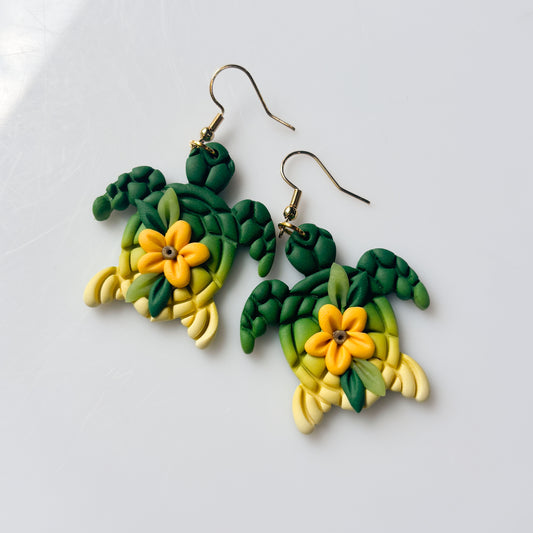 GREEN & YELLOW TURTLE EARRINGS