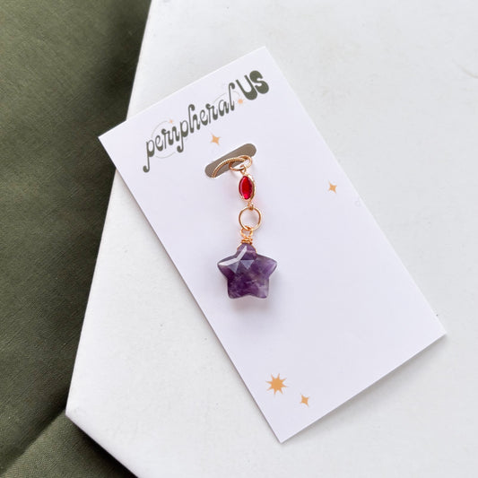 RED GEM & PURPLE STAR CHARM NECKLACE