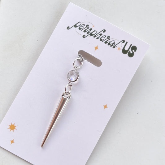 SILVER SPIKE CHARM NECKLACE