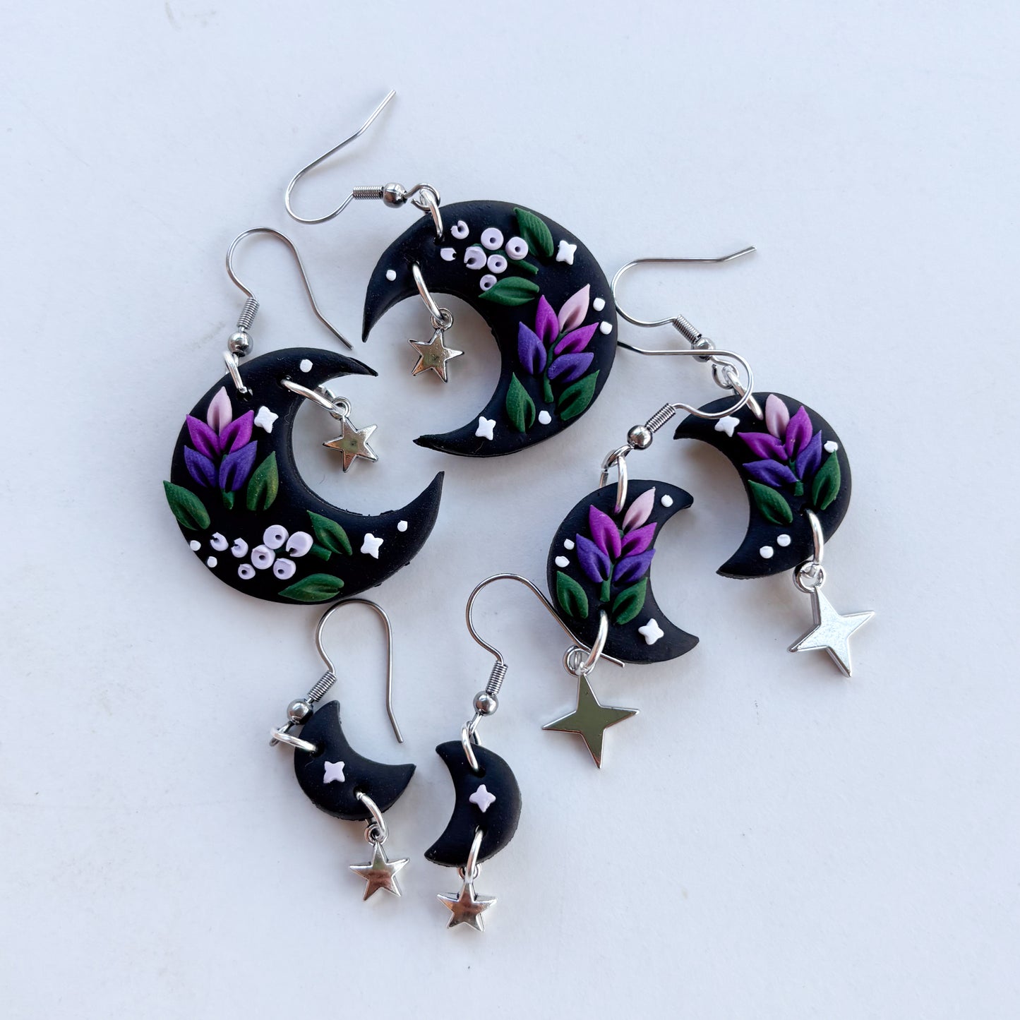 LAVENDER LILAC MOON EARRINGS (MEDIUM)