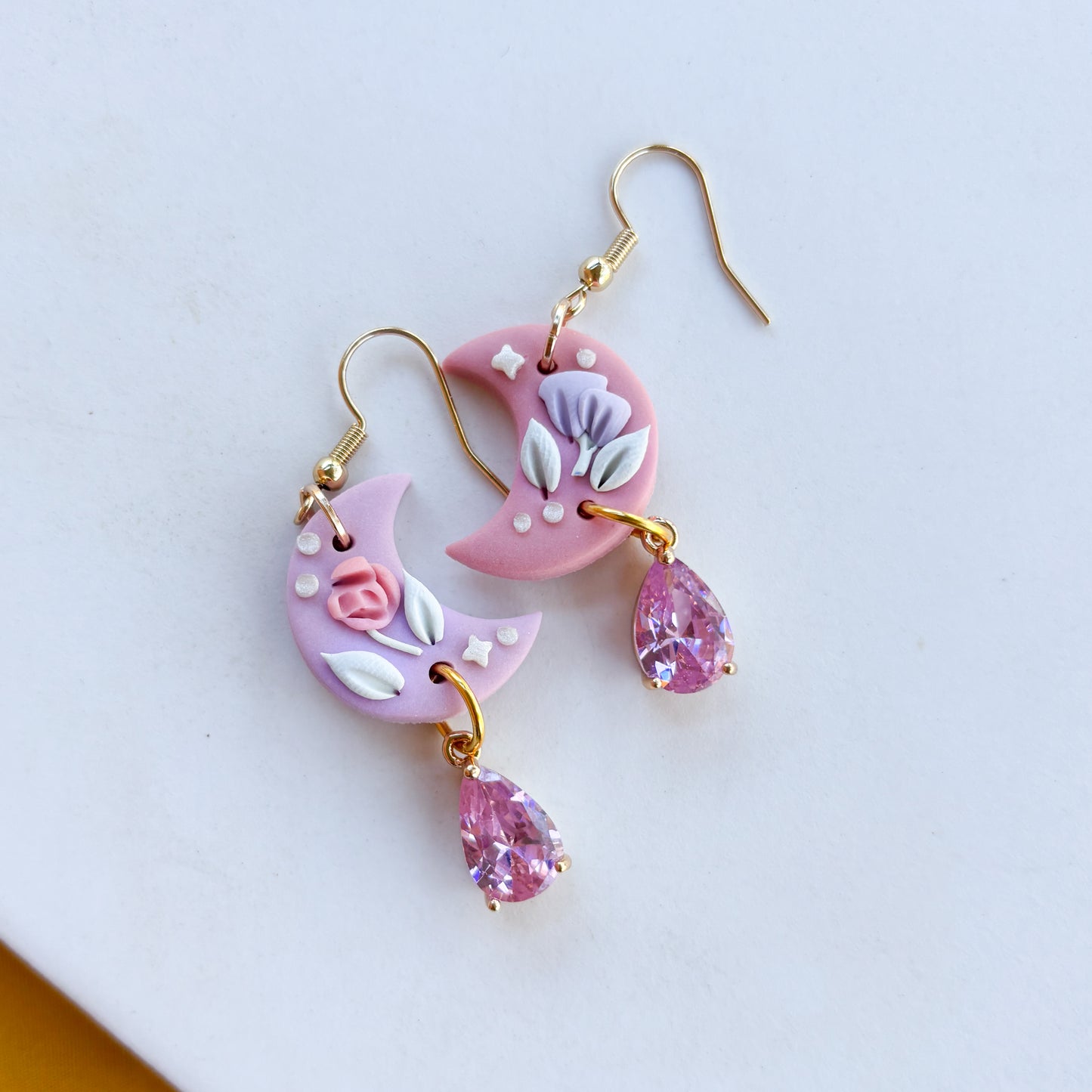 PINK & PASTEL MOON EARRINGS (MEDIUM)